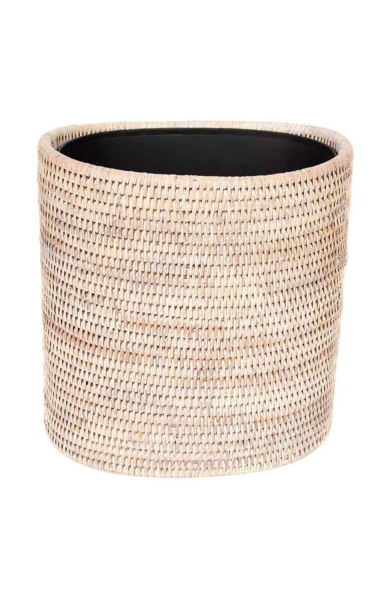 Artifacts Trading Company<sup>™</sup> Artifacts Rattan Oval Waste Basket with Metal Liner, Main, color, White Wash