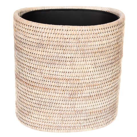 Artifacts Rattan Oval Waste Basket with Metal Liner