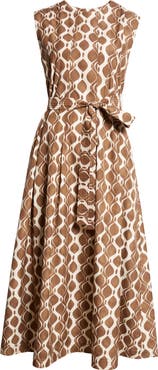 Max Mara Amati Print Poplin Midi Dress | Nordstrom