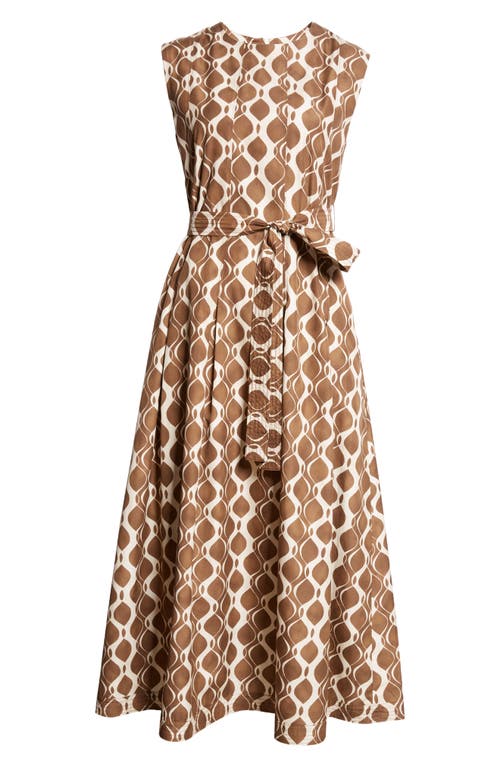 Max Mara Dress In Printed Poplin In Ecru