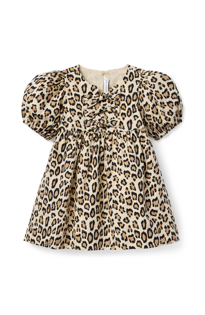 Janie and Jack The Leopard Bow Dress, Main, color, Beige