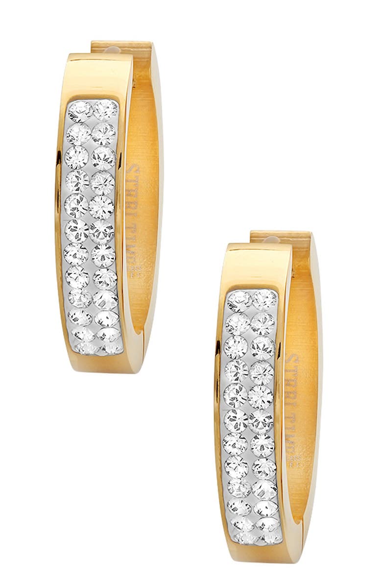 HMY JEWELRY Crystal Hoop Earrings, Main, color, 