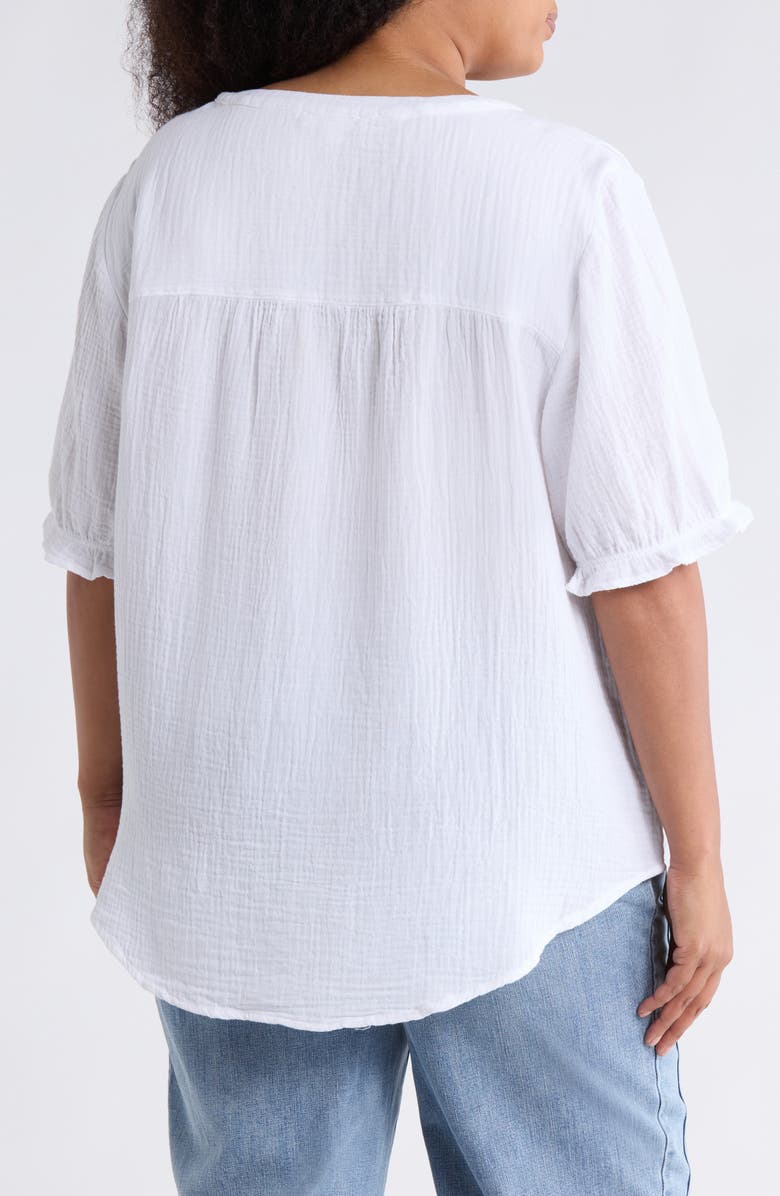 beachlunchlounge Jemma Cotton Gauze Button-Up Shirt, Alternate, color, White