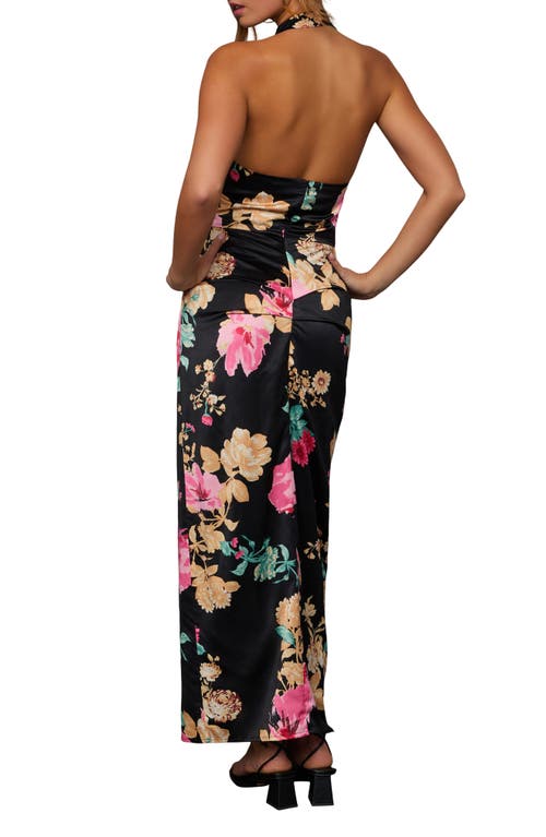 Vici Collection Paritza Floral Print Halter Dress In Black Multi