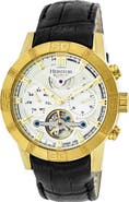 Heritor Automatic Hannibal Semi-Skeleton Leather-Band Watch