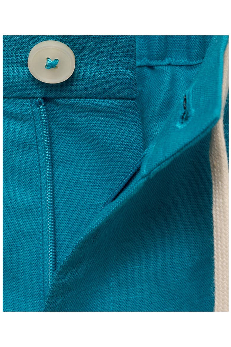 Drawstring Cotton & Linen Bermuda Shorts, Alternate, color, TURQUOISE