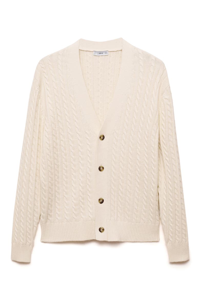 Cable Stitch Cotton Blend Cardigan, Main, color, OFF WHITE