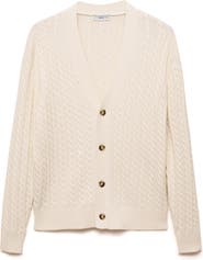 MANGO Cable Stitch Cotton Blend Cardigan