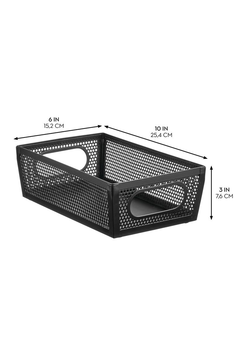 Perforated Metal Storage Bin with Handles - Set of 4 - Matte Black, Alternate, color, Matte Black