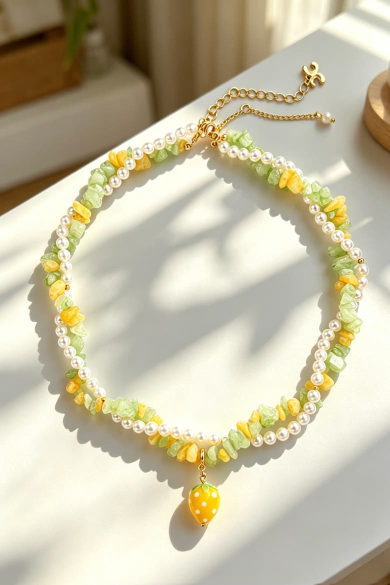 Lulu Strawberry Necklace Set, Alternate, color, Yellow