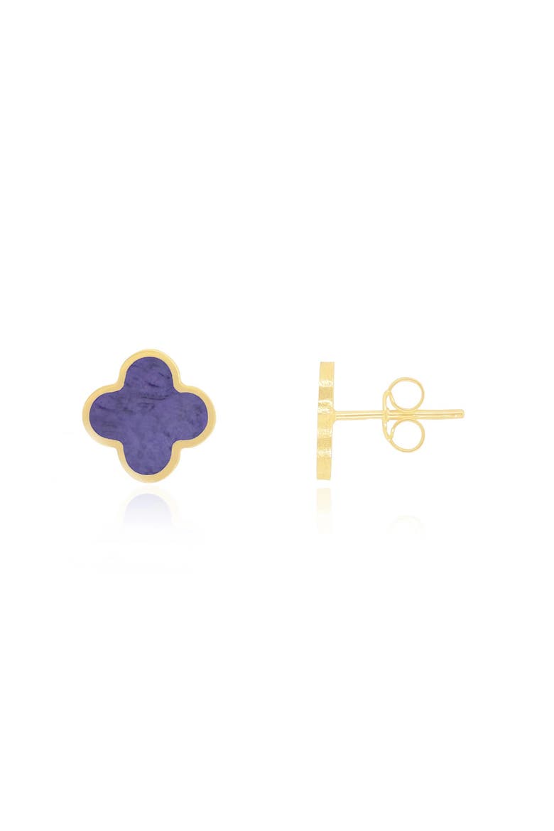Small Amethyst Clover Stud Earrings, Main, color, Amethyst