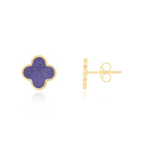 Small Amethyst Clover Stud Earrings