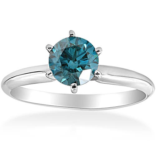 Bliss Diamond 1 1/2ct Blue Diamond Solitaire Engagement Ring 14k Gold