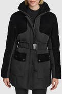 Andrew Marc Kempsey Belted Mixed Media Coat