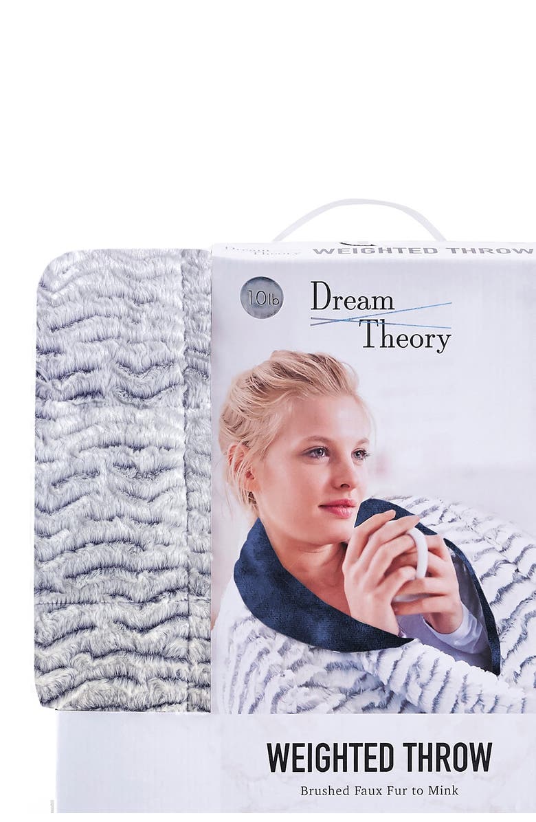 DREAM THEORY Navy Fleece Faux Fur 10lb Weighted Blanket, Alternate, color,