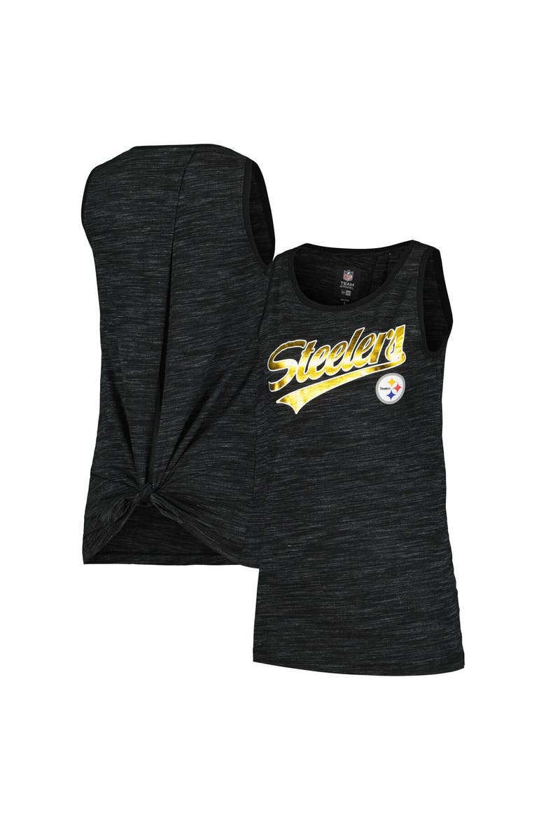Women's New Era  Black Pittsburgh Steelers  Space Dye Active Tank Top, Alternate, color, Black