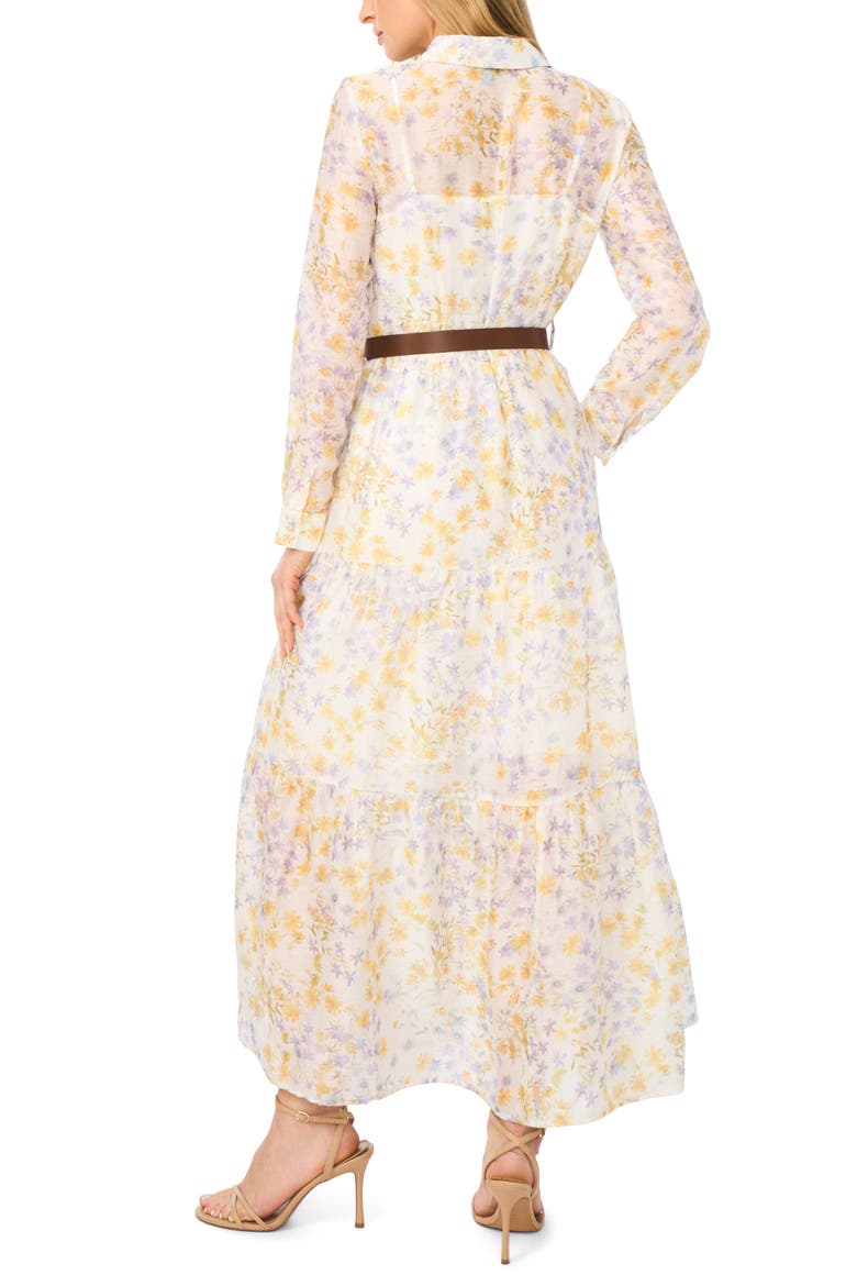 Long Sleeve Tiered Maxi Shirtdress, Alternate, color, EGRET