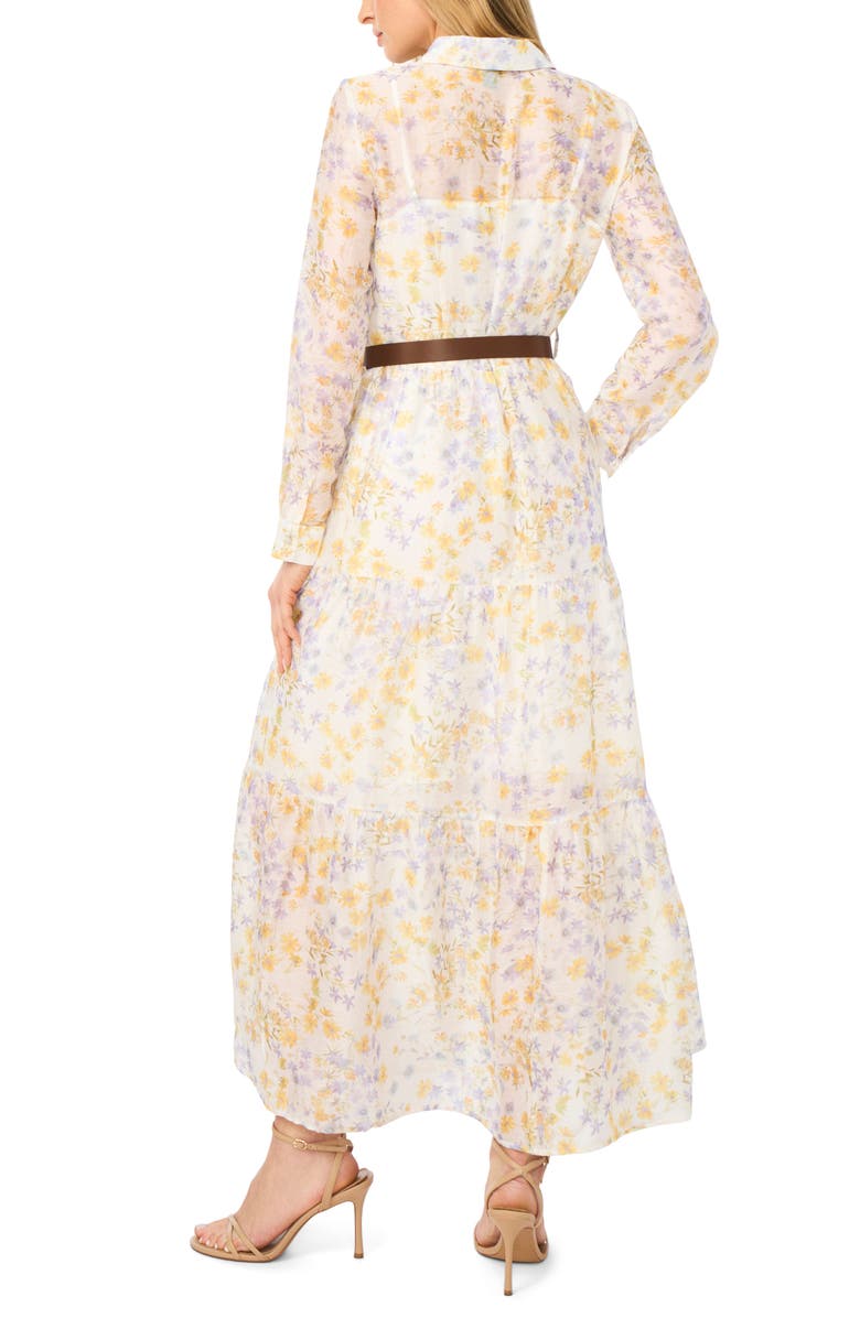 Halogen<sup>®</sup> Long Sleeve Tiered Maxi Shirtdress, Alternate, color, Egret