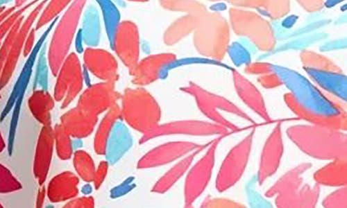 Jones New York Floral V-neck Flutter Sleeve Tunic Top In Coral Sun Multi