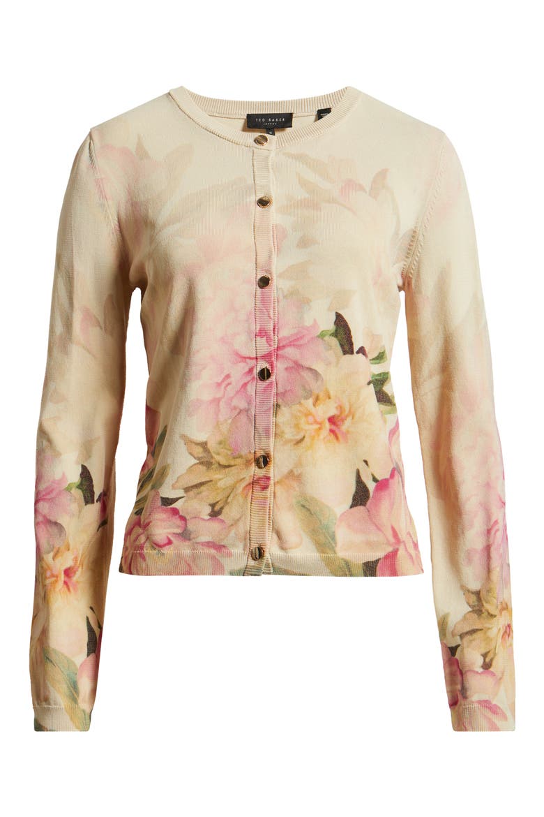 Kara Floral Cardigan, Alternate, color, MAPLE BUTTER