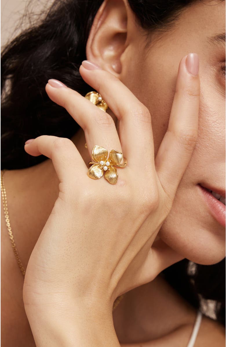 RC RETRO CHIC Iris Blossom Ring, Alternate, color, Gold & White