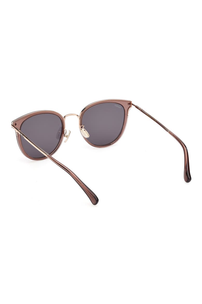 55mm Round Sunglasses, Alternate, color, SHINY DARK BROWN / SMOKE