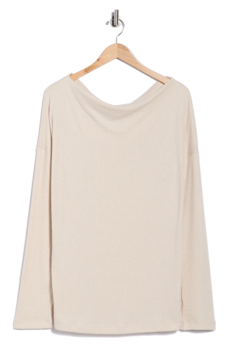 Off the Shoulder Rib Knit Long Sleeve Top, Alternate, color, OATMEAL