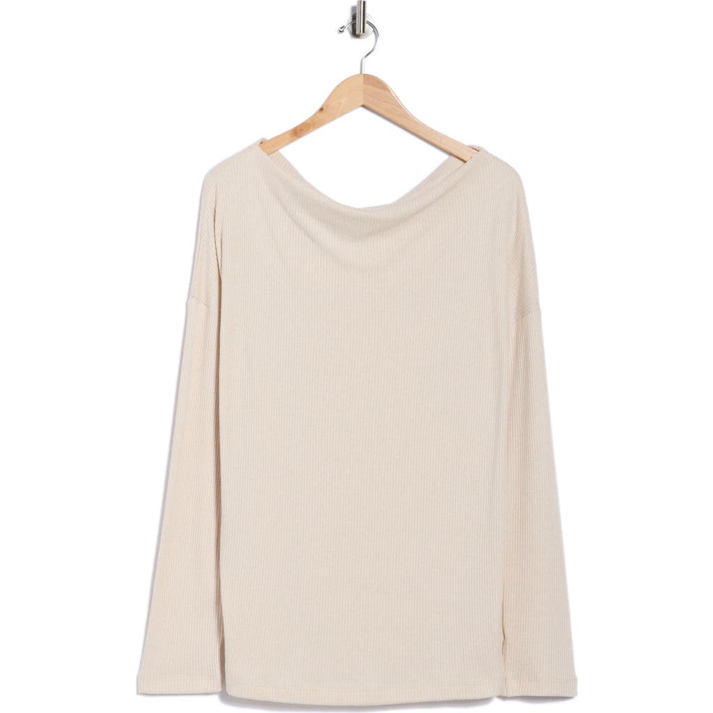 Renee C Off The Shoulder Rib Knit Long Sleeve Top In Neutral