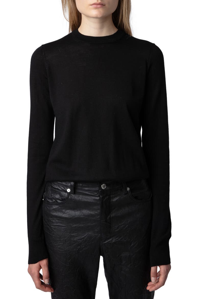 Emma Wool Crewneck Sweater, Main, color, NOIR