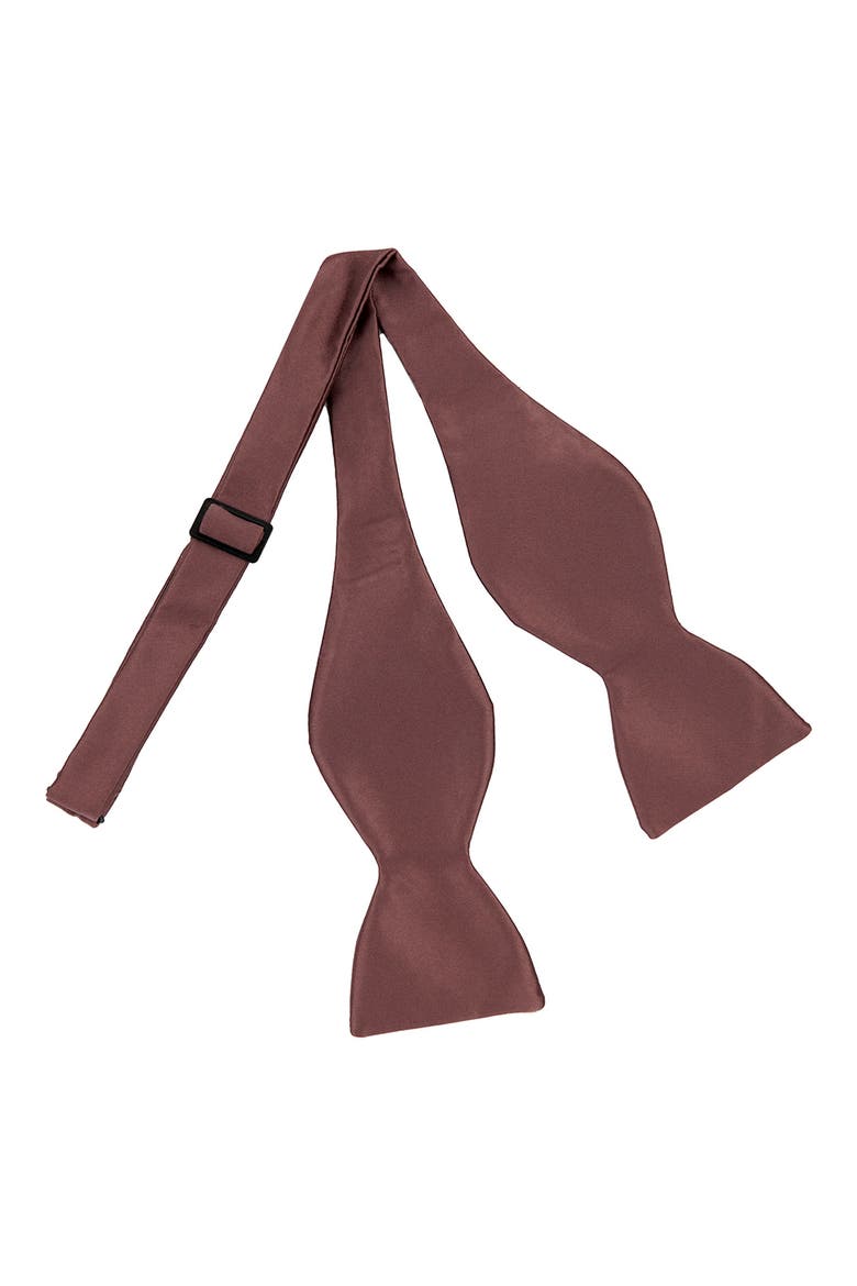 Men's Solid Satin Bow Tie, Alternate, color, DARK MAUVE