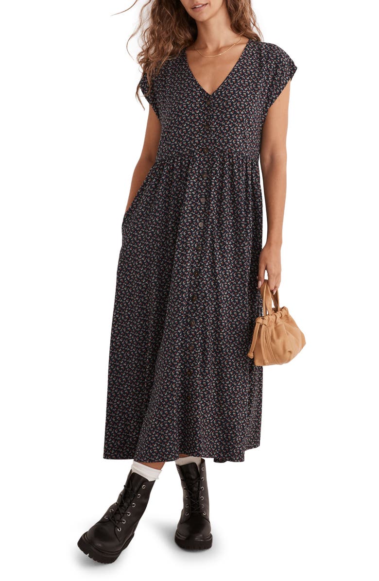 Madewell Challis Button Front Midi Dress, Main, color,
