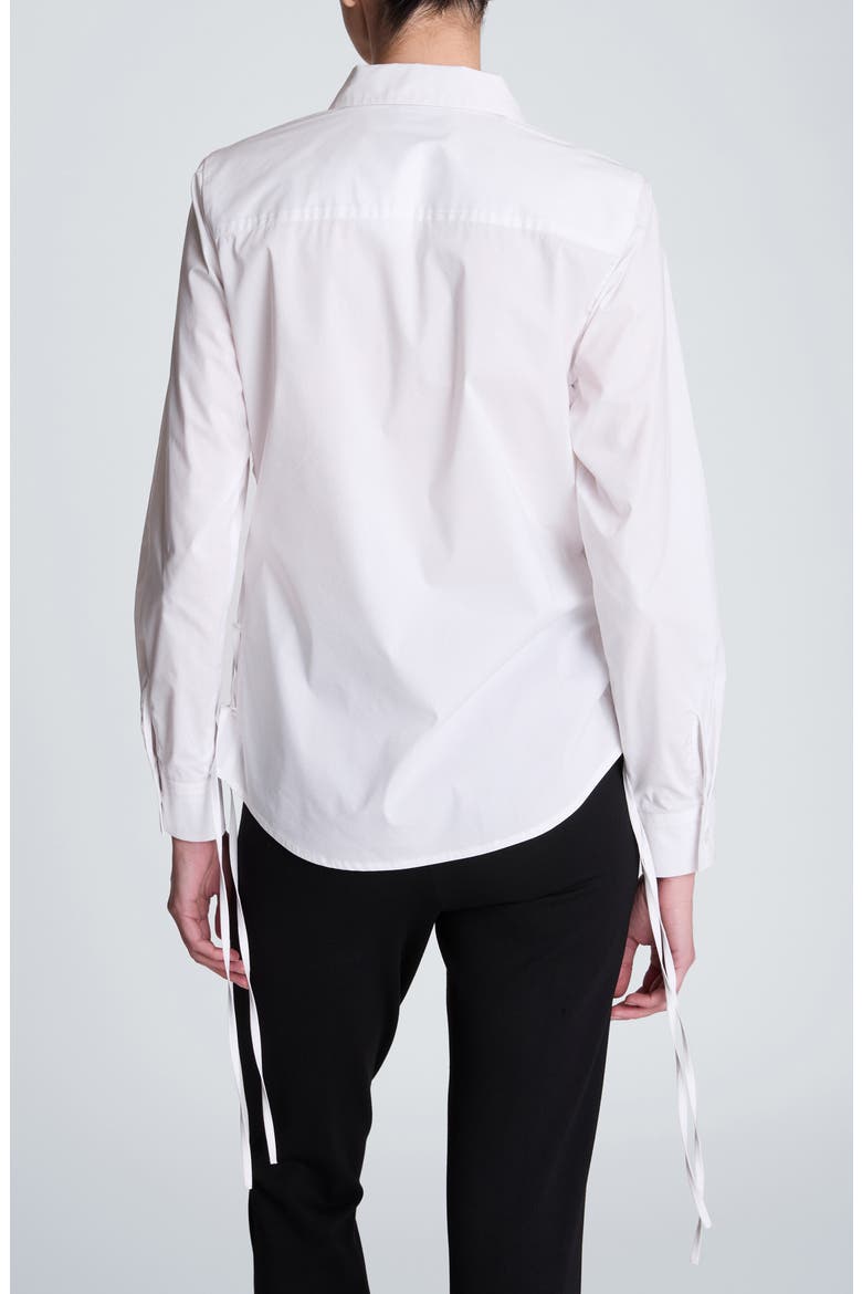Tie Detail Button Front Shirt, Alternate, color, PURE WHITE