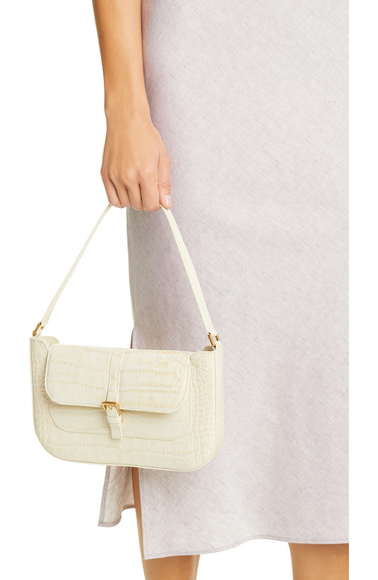 By Far Miranda Croc Embossed Leather Bag, Alternate, color,