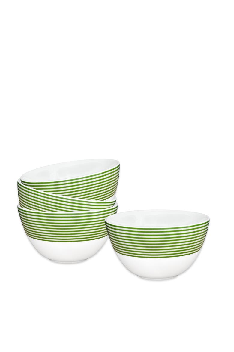 Newport Verde Stripe Cereal Bowl  - Porcelain - Set 4, Alternate, color, GREEN