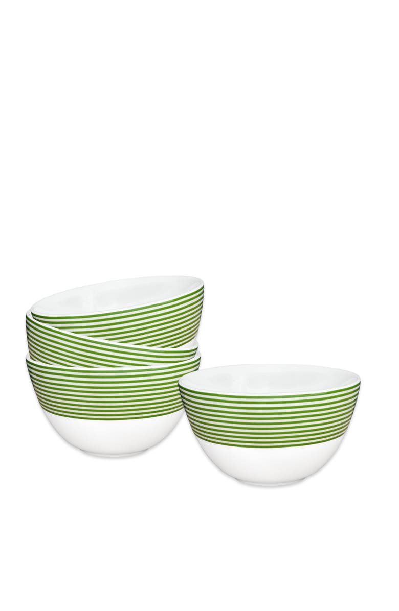 Caskata Newport Verde Stripe Cereal Bowl  - Porcelain - Set 4, Alternate, color, Green