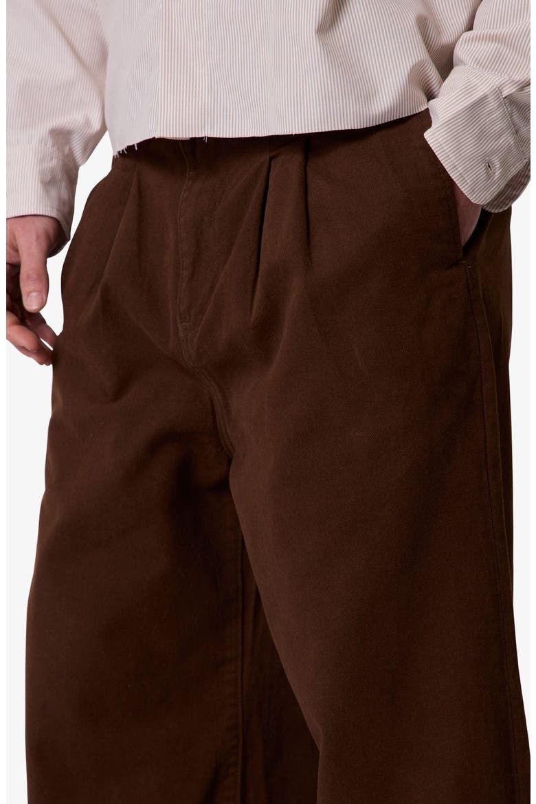 Cotton Twill Barrel Pants, Alternate, color, BROWN