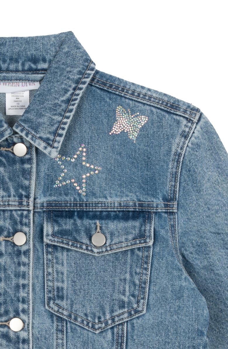 Rare Editions Kids' Embellished Denim Jacket, Alternate, color, Blue