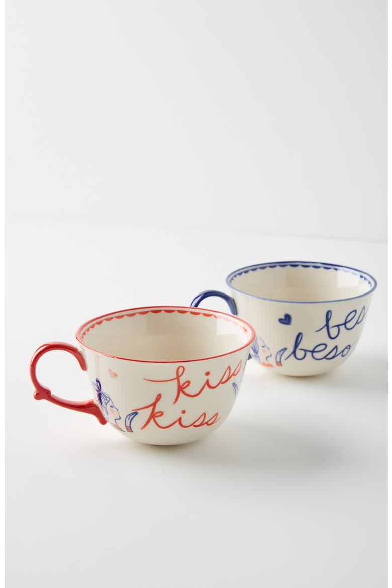 Anthropologie Libby VanderPloeg Set of 2 Mugs, Main, color, BLUE COMBO