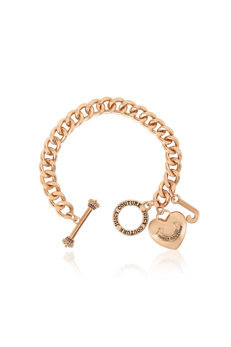 Toggle Bracelet with Crystal Heart Charm, Alternate, color, Gold