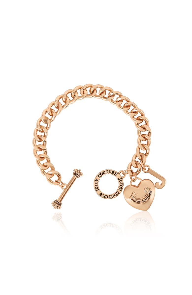 Juicy Couture Toggle Bracelet with Crystal Heart Charm, Alternate, color, Gold