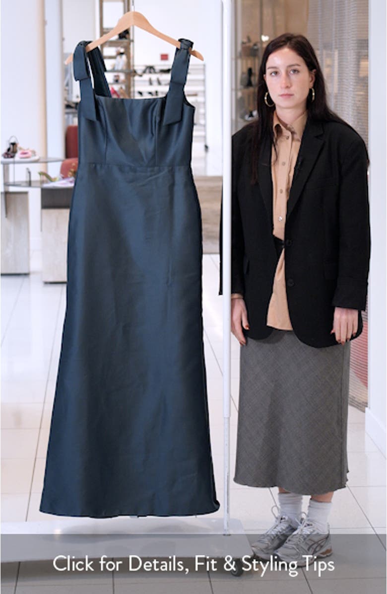 Bow Strap Satin Twill Trumpet Gown, sales video thumbnail