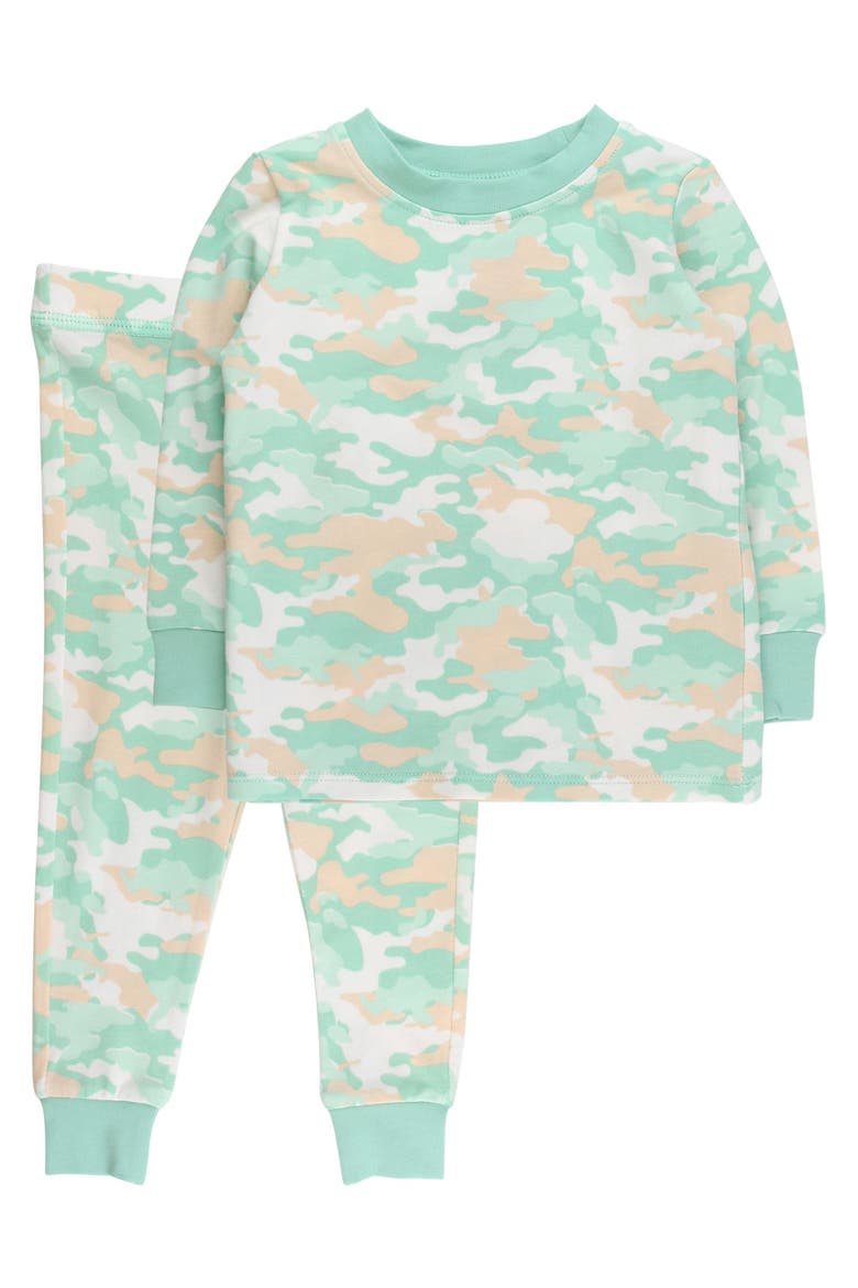 Gender Inclusive Modal Blend Long Sleeve Pajama Set, Main, color, Sage Trail Camo