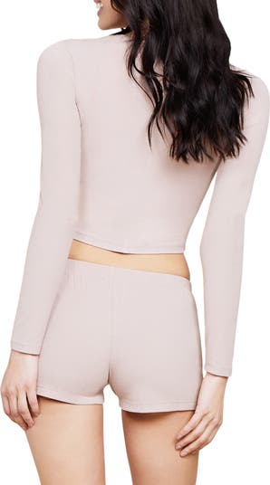 Malibu Collection<sup>®</sup> Ultra Soft Rib Long Sleeve Crop Top
