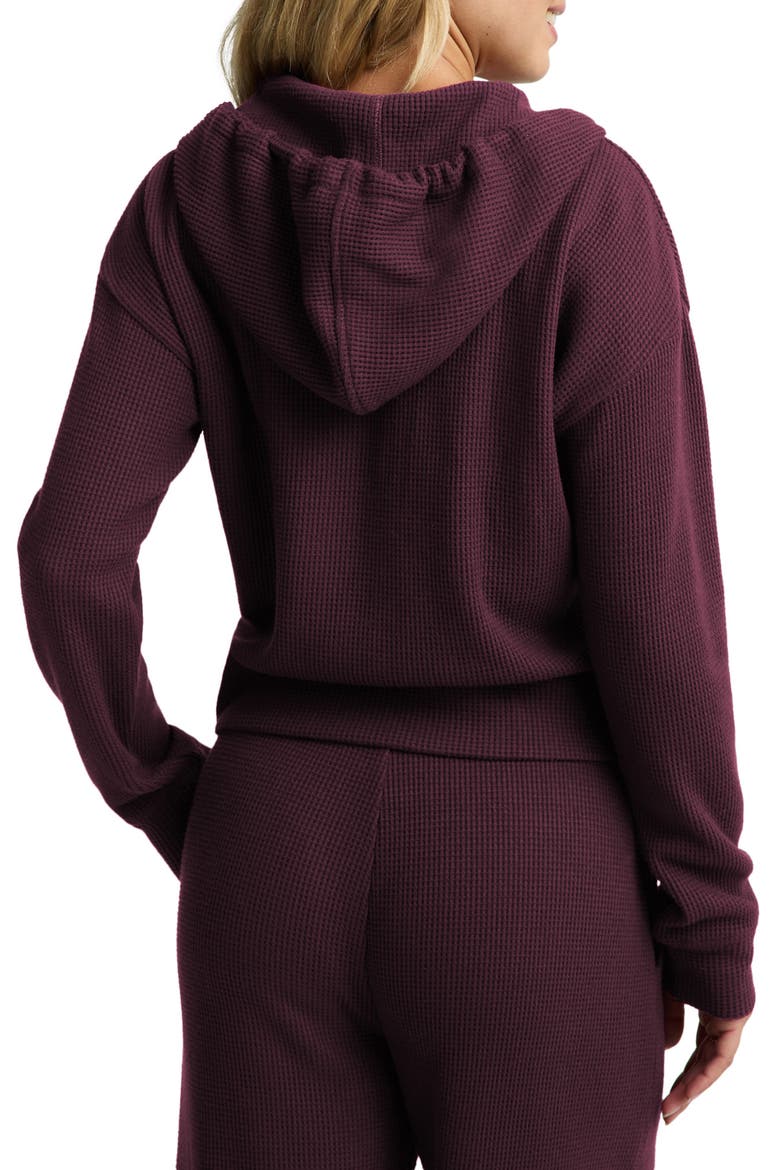 Rest Day Waffle Full Zip Hoodie, Alternate, color, CABERNET