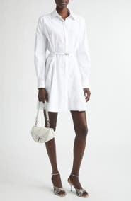 Versace Belted Long Sleeve Cotton Poplin Shirtdress