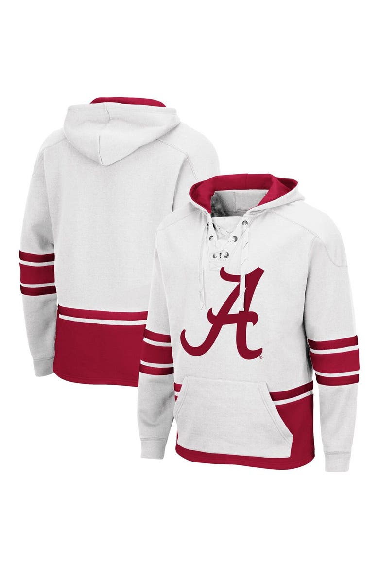 Men's Colosseum White Alabama Crimson Tide Lace Up 3.0 Pullover Hoodie, Main, color, White