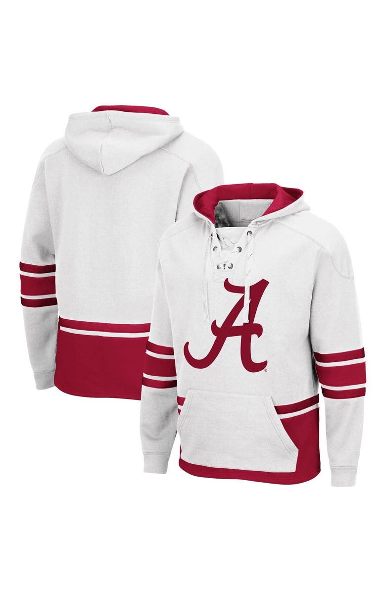 COLOSSEUM Men's Colosseum White Alabama Crimson Tide Lace Up 3.0 Pullover Hoodie, Main, color, 