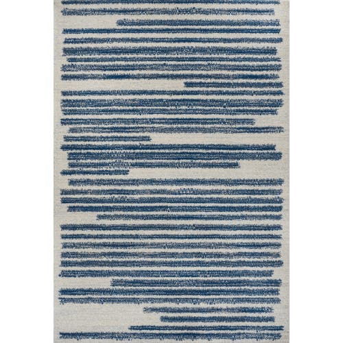 Jonathan Y Khalil Modern Berber Stripe Area Rug In Cream/navy