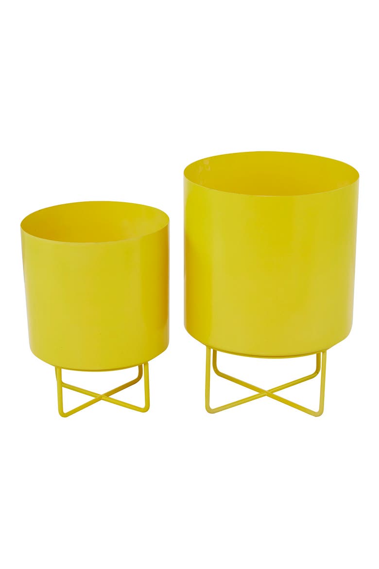 Yellow Metal Planter - Set of 2, Alternate, color, YELLOW