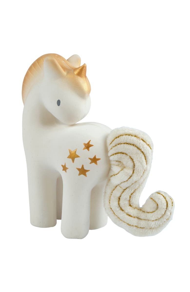 Tikiri Shining Stars Unicorn Organic Natural Rubber Rattle, Alternate, color, Multicolored